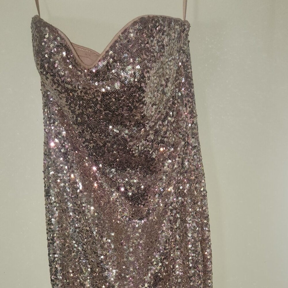 Pink sequin prom dress